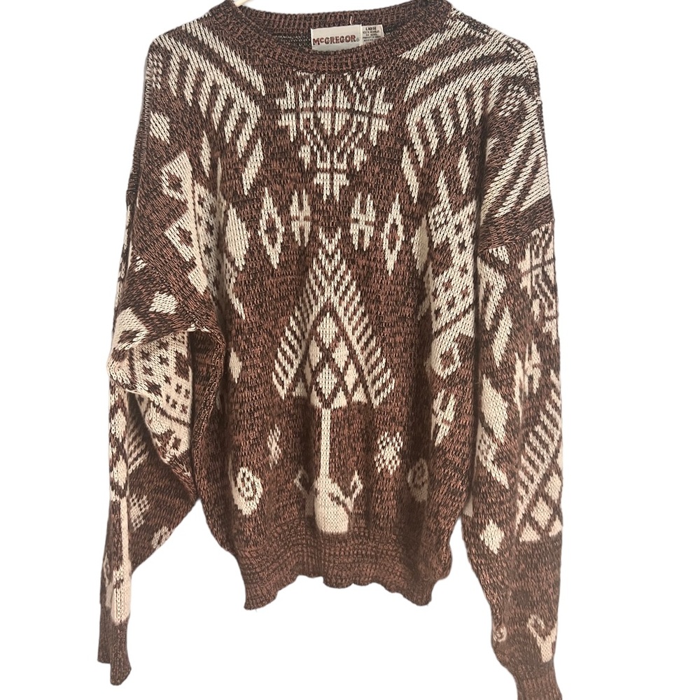 Vintage McGregor  Colorwork Abstract geometric Knit Sweater Size Large Coogi